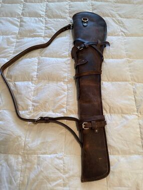 Zolo Leathers 33” Brown Rifle Shotgun Case Adjustable Strap Brass Buckles